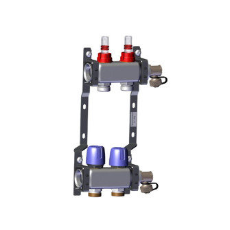 Põrandakütte kollektor 2x1" x 3/4" rotameetritega komplekt LK 430